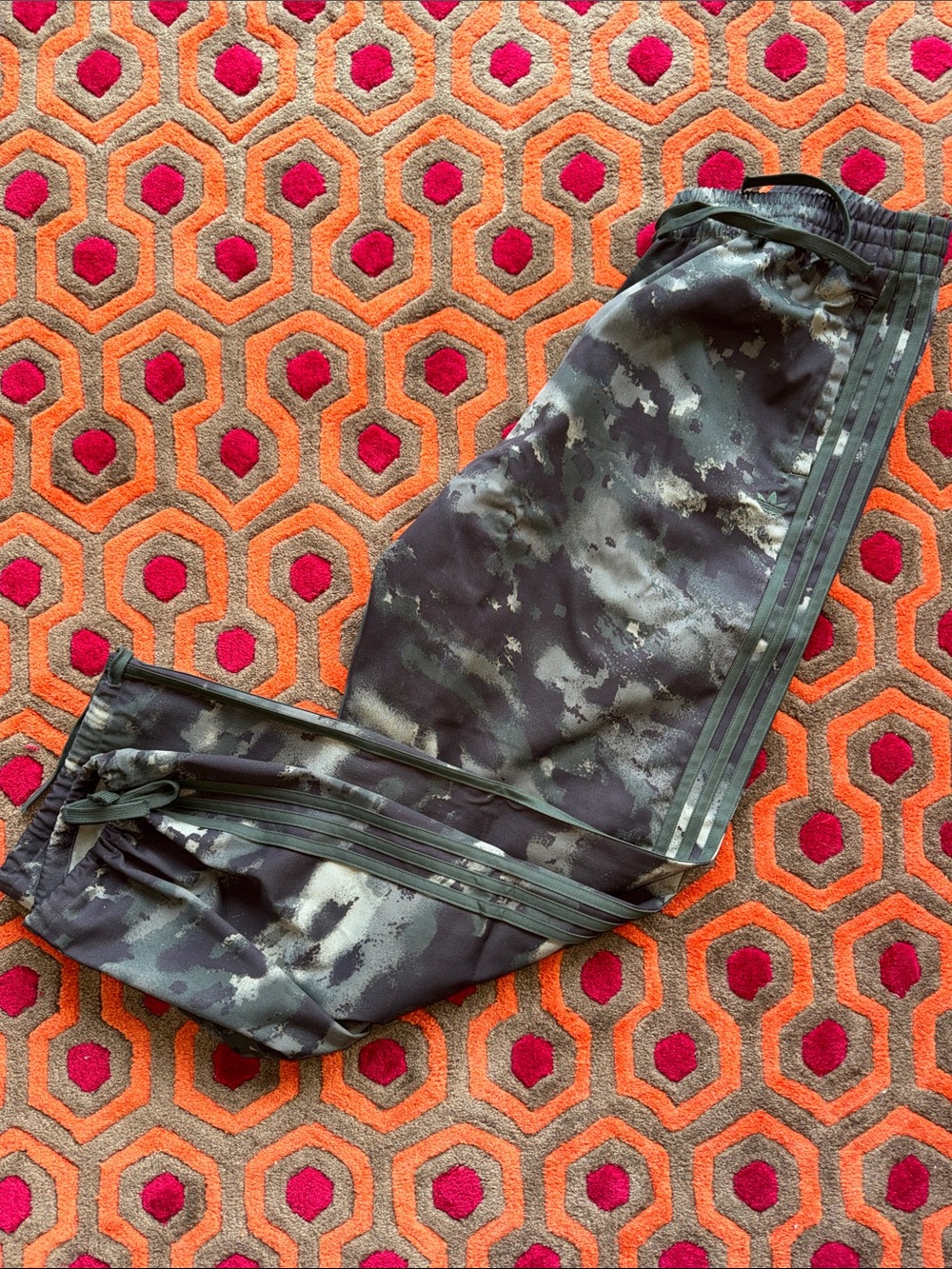 adidas Black & Gray Camo Joggers with Side Stripes